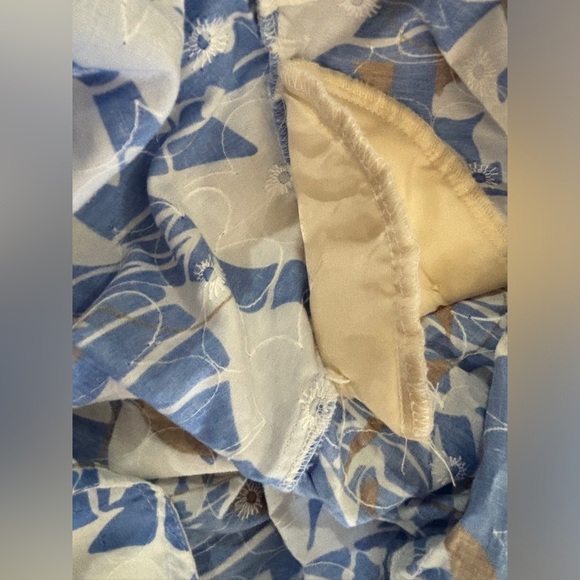 Alia Blue White Tropical Floral Embroidered Aloha Collared Short Sleeve Top 22W - Picture 8 of 8